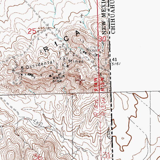 Topographic Map of American Mine, NM