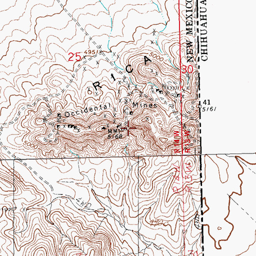 Topographic Map of Barnett Mine, NM