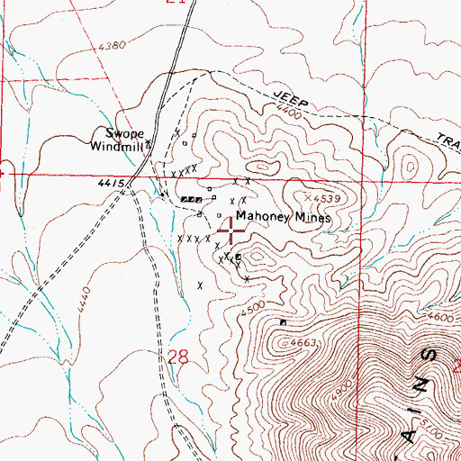 Topographic Map of Mahoney Mining Area, NM