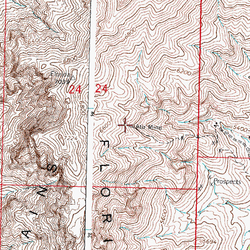 Topographic Map of Waddell Prospect, NM