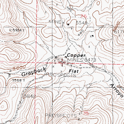 Topographic Map of Copper King Mine, NM