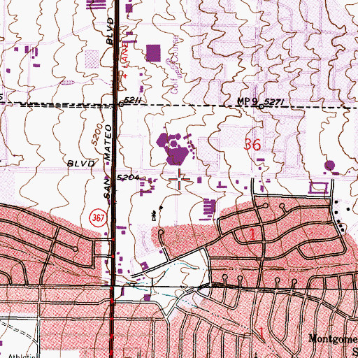 Topographic Map of Del Norte Baptist Church, NM