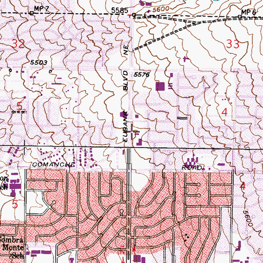 Topographic Map of Berean Baptist Church, NM