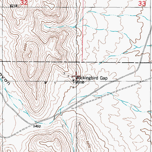 Topographic Map of Mockingbird Gap, NM