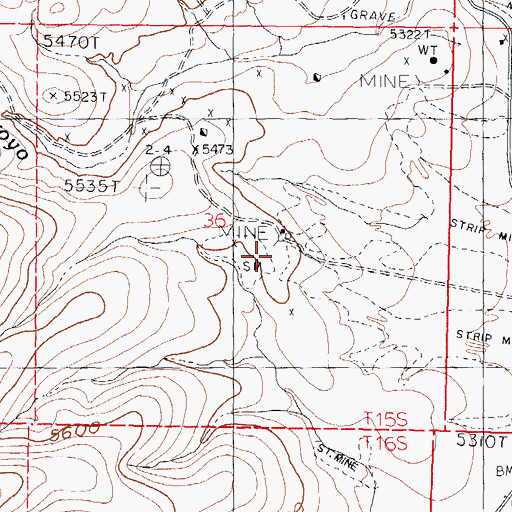 Topographic Map of Luxemburg, NM