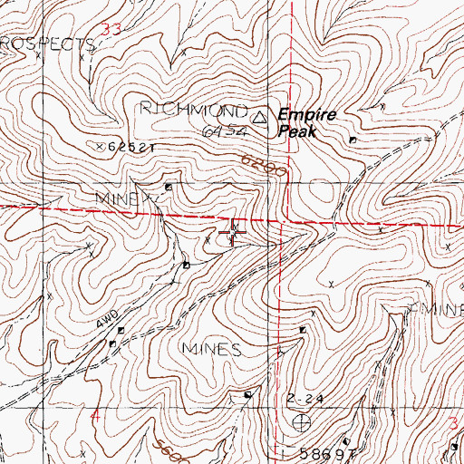 Topographic Map of Bigelow, NM