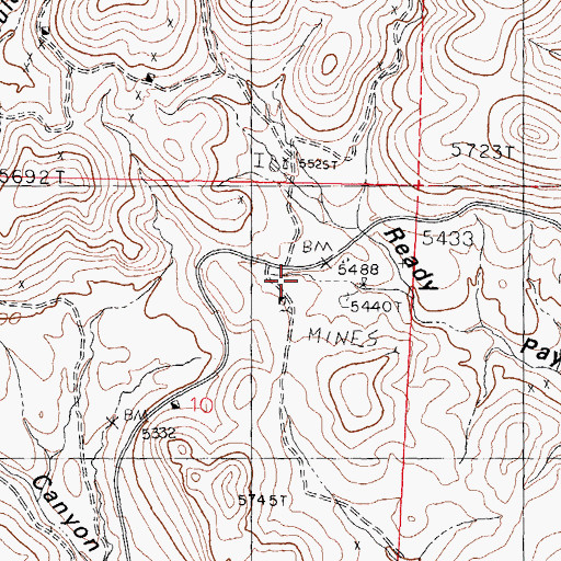 Topographic Map of Petroglyph Mine, NM