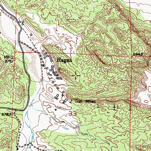 Topographic Map of Hagan Mines, NM