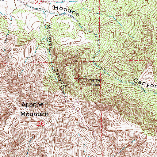 Topographic Map of Werney Mine, NM