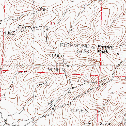 Topographic Map of Jackpot Mine, NM