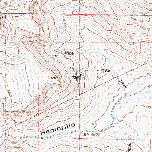 Topographic Map of Hembrillo, NM
