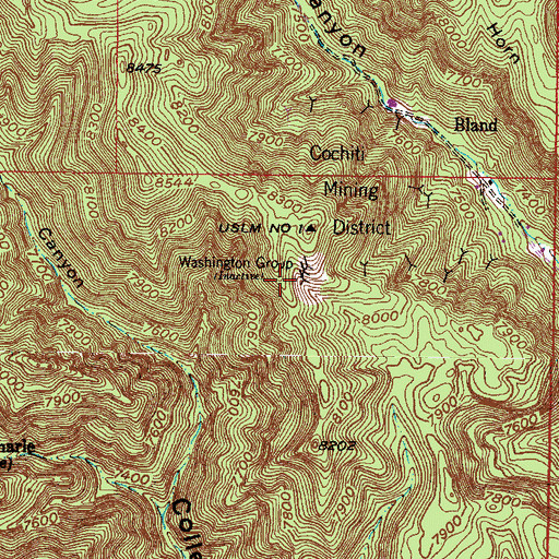 Topographic Map of Washington Mine, NM