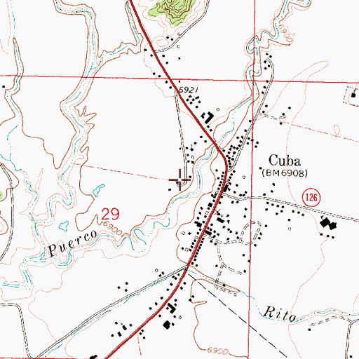 Topographic Map of Nacimiento Copper Mine, NM