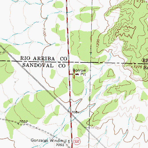 Topographic Map of Borrow Pit, NM