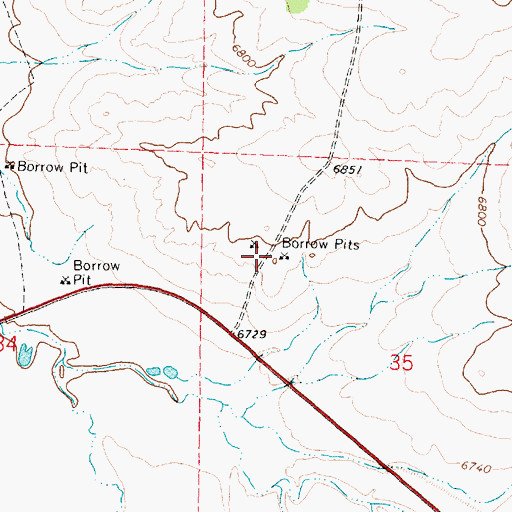 Topographic Map of Borrow Pits, NM
