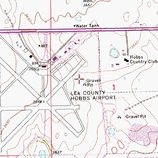 Topographic Map of Airport Pit, NM