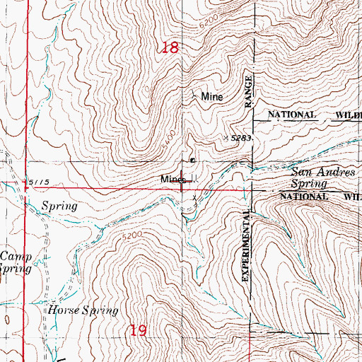 Topographic Map of San Andres Lead Mine, NM
