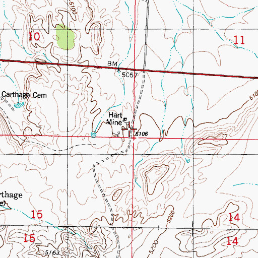 Topographic Map of Hart Coal Mine, NM