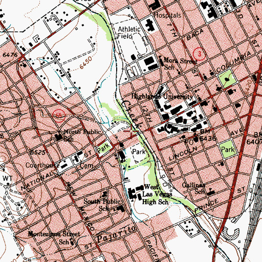 Topographic Map of Las Vegas, NM