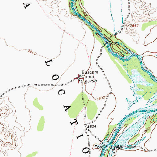 Topographic Map of Bascom Camp, NM