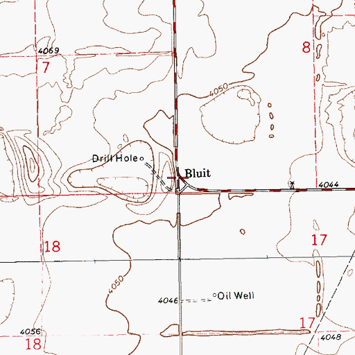 Topographic Map of Bluit, NM
