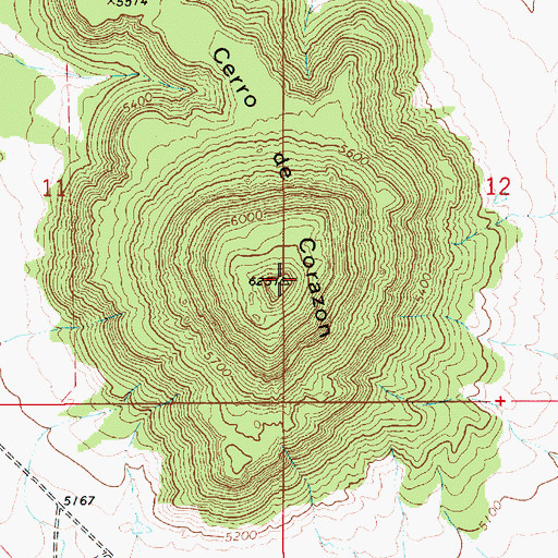 Topographic Map of Cerro de Corazon, NM