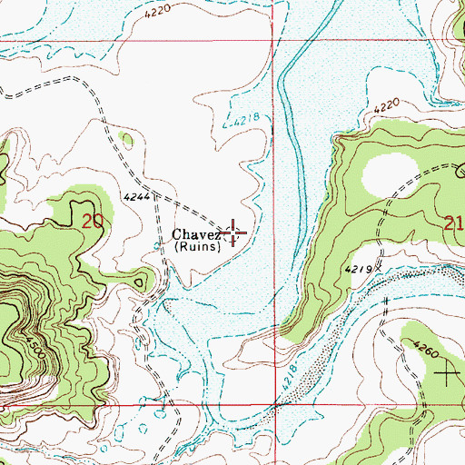 Topographic Map of Chavez Ruins, NM