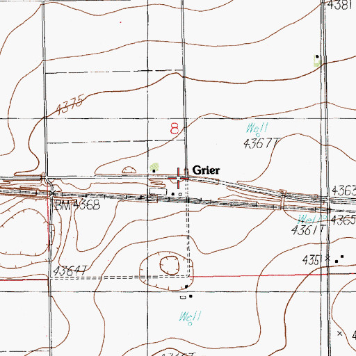 Topographic Map of Grier, NM