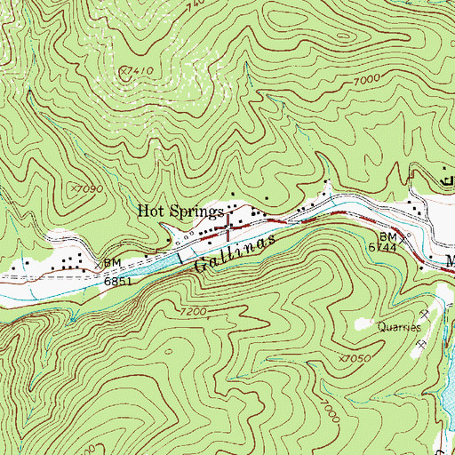 Topographic Map of Hot Springs, NM