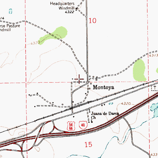 Topographic Map of Montoya, NM