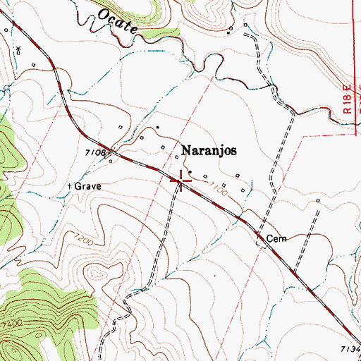 Topographic Map of Naranjos, NM