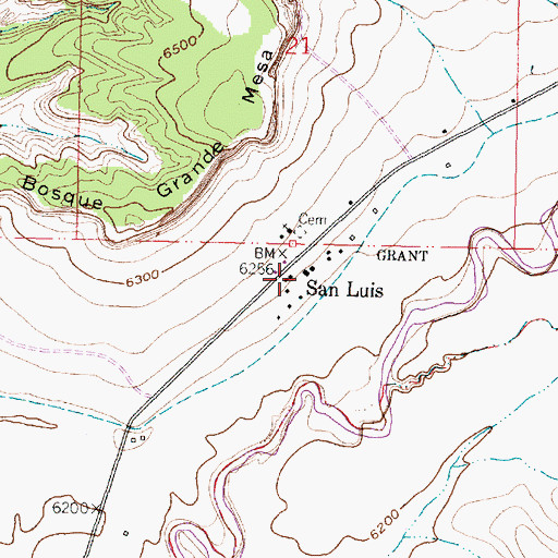 Topographic Map of San Luis, NM