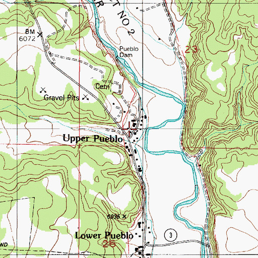 Topographic Map of Upper Pueblo, NM