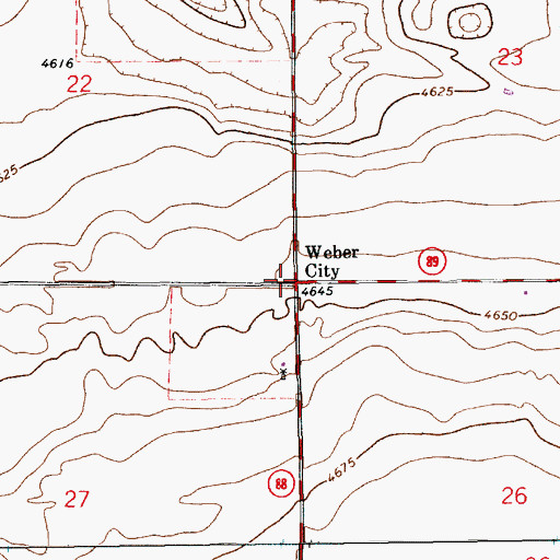 Topographic Map of Weber City, NM
