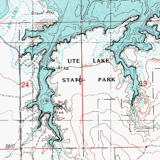 Topographic Map of Ute Lake State Park, NM