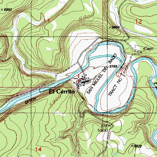 Topographic Map of El Cerrito, NM