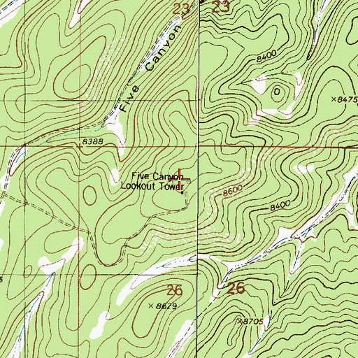 Topographic Map of Five Canyon Lookout, NM