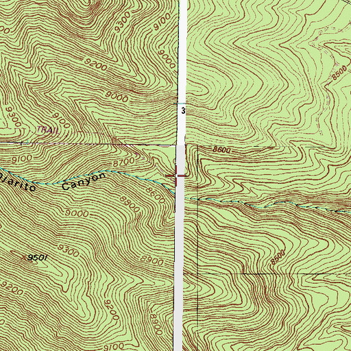 Topographic Map of Pajarito Canyon Trail, NM