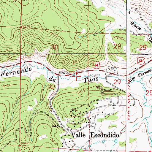 Topographic Map of Tiendatas School, NM