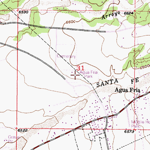 Topographic Map of Agua Fria Park, NM