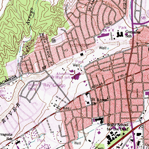 Topographic Map of Alameda Junior High School, NM