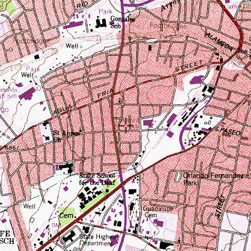 Topographic Map of Alvord Elementary School, NM