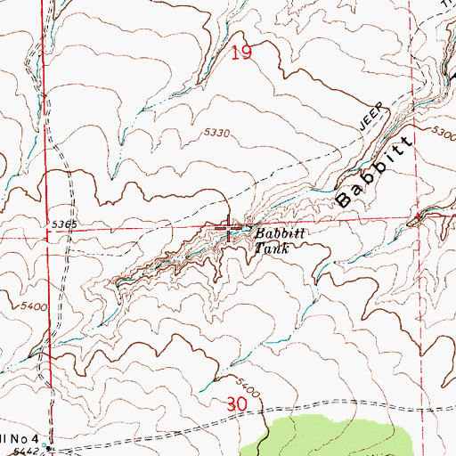 Topographic Map of Babbitt Tank, AZ