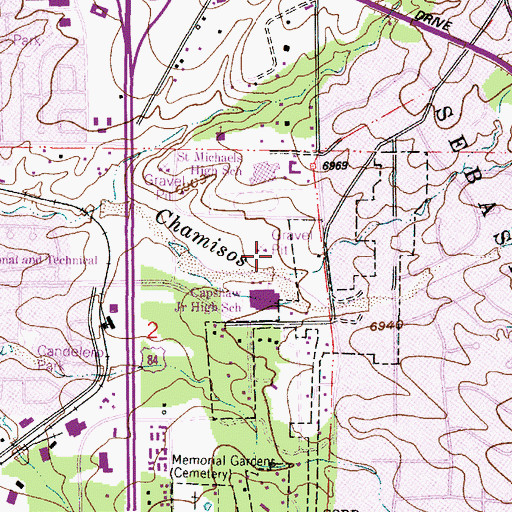 Topographic Map of Capshaw Junior High School, NM