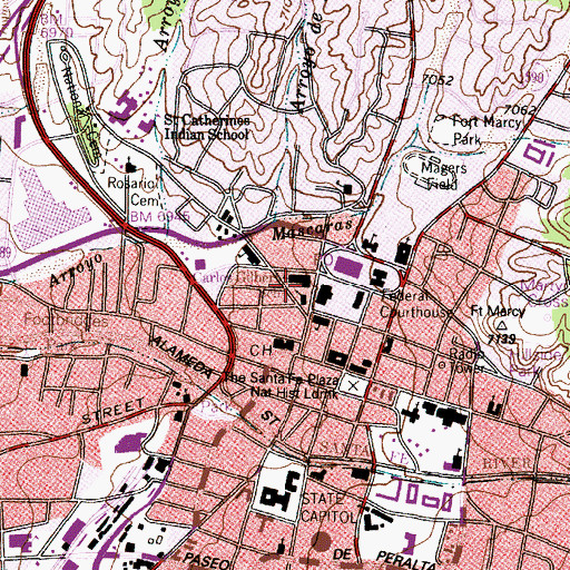 Topographic Map of Carlos Gilbert Elementary School, NM