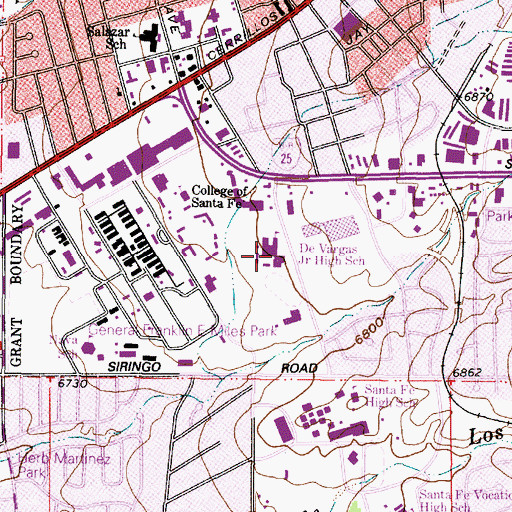 Topographic Map of De Vargas Junior High School, NM