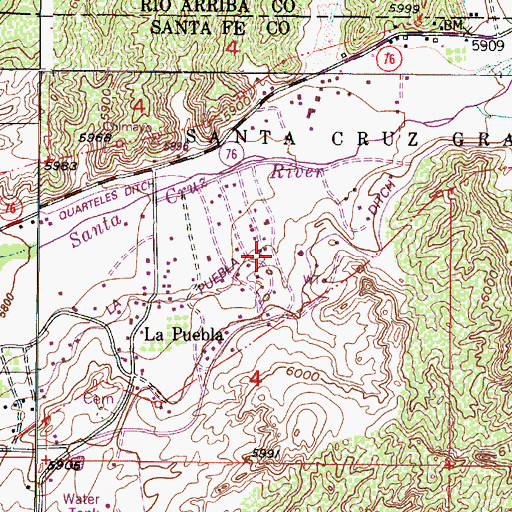 Topographic Map of La Puebla Ditch, NM