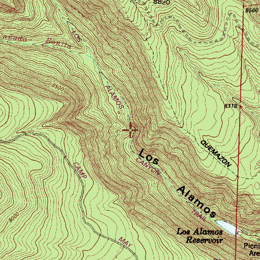 Topographic Map of Los Alamos Canyon Trail, NM