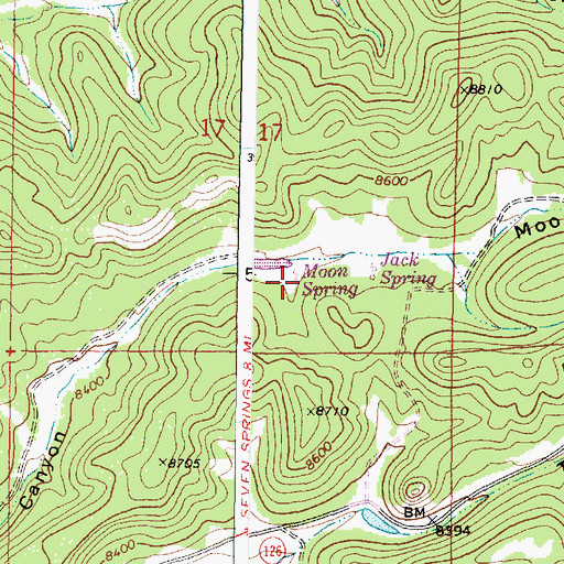 Topographic Map of Moon Spring, NM