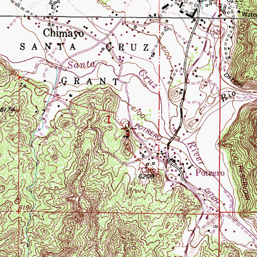 Topographic Map of Potrero Ditch, NM